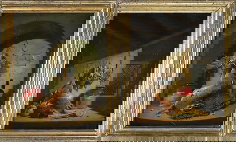 Pair of Oil Paintings on Wood Panels "After The Hunt", 19th Century