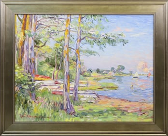 Jan Pawlowski Oil on Canvas "Polpis Harbor"