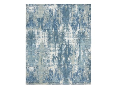 Shades of Blue Abstract Design Hand Knotted Pure Wool Oriental Carpet