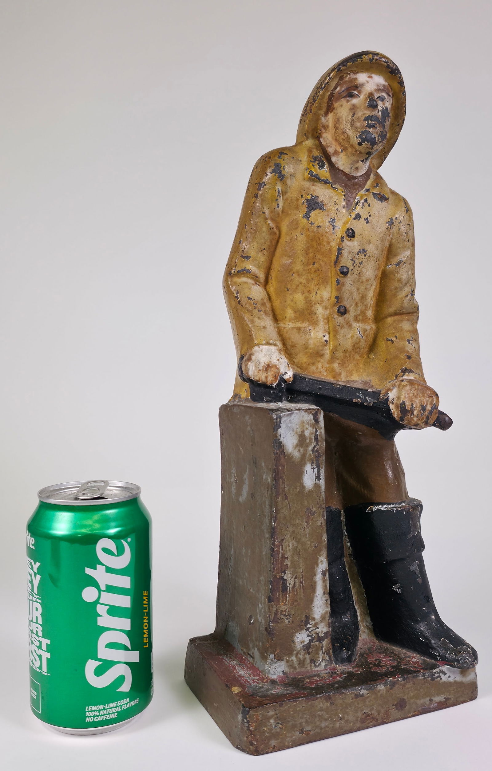 Scarce Antique Cast Iron Figural Old Salt Fisherman Doorstop, circa 1920s (1 of 5)