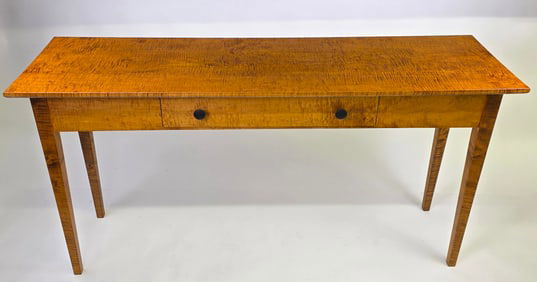 Phillip Raneri Nantucket Tiger Maple One Drawer Console Table