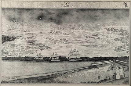 Scarce 1974 Henry W. Royster Lithograph Poster ?Port of Nantucket Grey Lady of the Sea