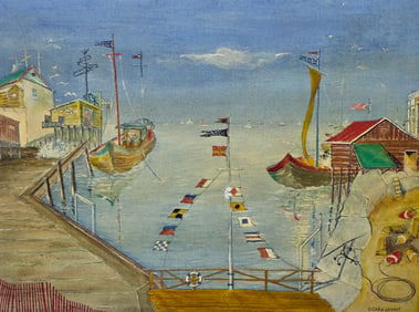 Oscar Alfred Reichert Oil on Canvas, "Medley Portland to Portugal", Painting