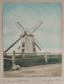 Scarce Vintage Nantucket Hand Tinted Photograph, "A Nantucket Mill", circa 1930s