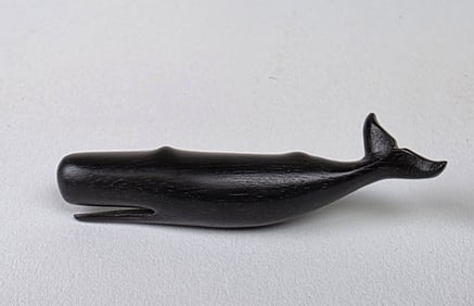 Charlie Sayle Sr. Carved Ebony Sperm Whale Pin