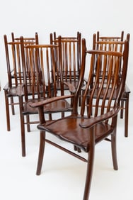 Set of 8 Stephen Swift Honduras Mahogany High-Back Dining Armchairs
