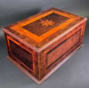 Antique Sailor Made Nautical Star Inlaid Storage Box, 19th century