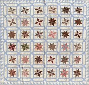 Vintage Calico "Puritan Star" Patchwork Quilt, circa 1920s
