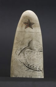 Scrimshaw Antique Whale's Tooth "Marblehead", 19th Century
