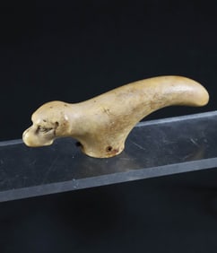 Carved Antique Ivory Cane Handle in the Form of a Dog, 19th Century