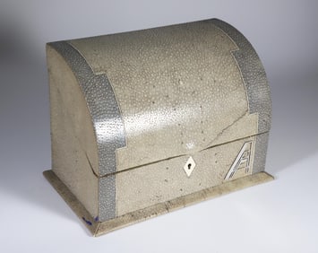 Shagreen Art Deco Letter Box, Two Tone Skin Hinged Top