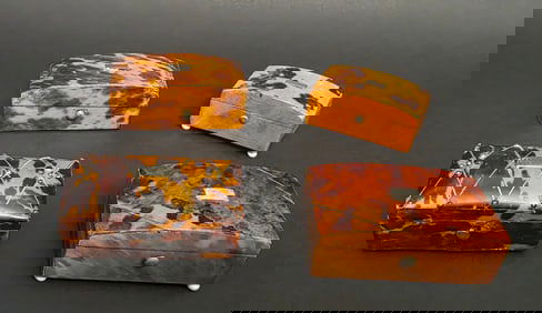 Four English Antique Tortoiseshell Stamp Boxes, 19th century