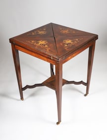 English Inlaid Envelope Games Table, 19th Century