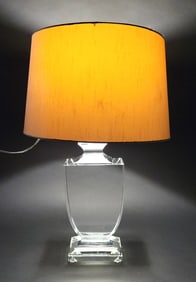 Heavy Solid Crystal Clear Glass Urn Vase Lamp