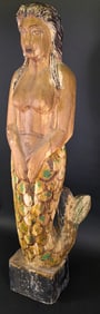 Vintage Carved and Painted Mermaid Ships Figurehead Statue, 20th century