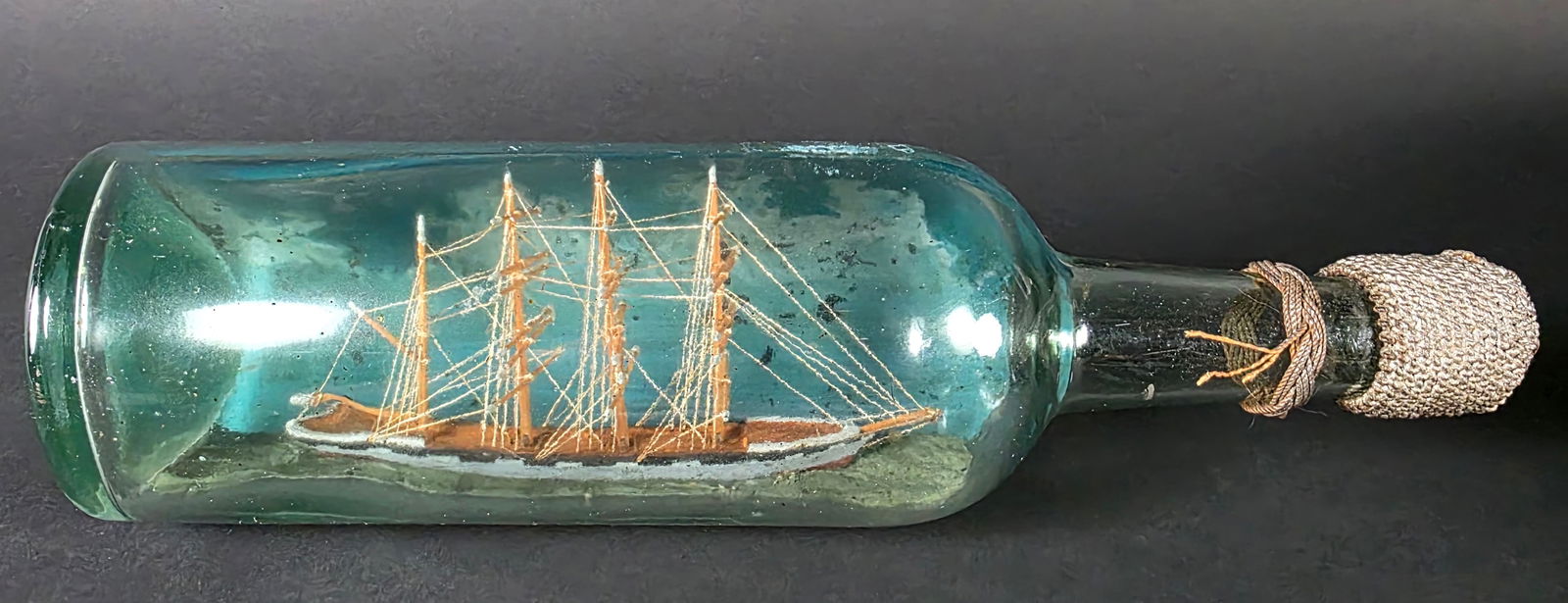 Vintage Sailor Made Four-Masted Ship in a Bottle, 20th century (1 of 5)