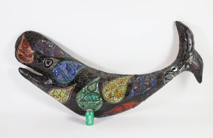 Artsy Mosaic Glass Half Whale