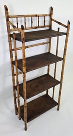 Antique English Bamboo Four-Tier Etagere Bookshelf, 19th century
