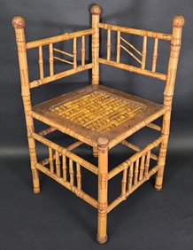 Antique English Bamboo Corner Chair, 19th century