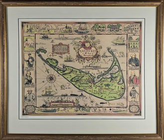 Tony Sarg Limited Edition Folk Art Map of Nantucket Island, 20th century