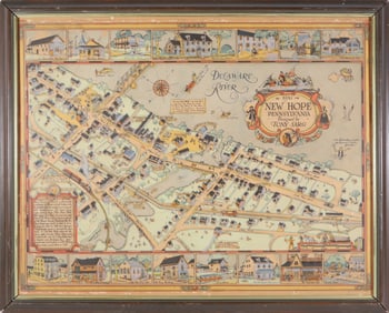 Tony Sarg "Map of New Hope, Pennsylvania, 1941"