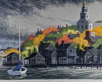 Donn Russell Limited Edition Silk Screen, "Autumn Watch Nantucket", 20th century