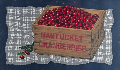 Vintage Donn Russell Limited Edition Nantucket Silkscreen, "Cranberries", 20th Century