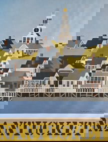 Vintage Maggie Meredith Pencil Signed Poster, "A View from Nantucket Harbor"