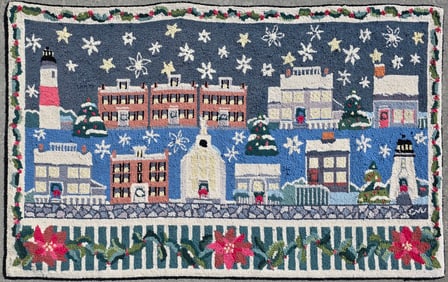 Vintage Claire Murray Nantucket Christmas Hooked Rug