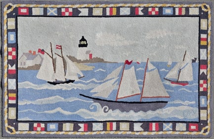 Vintage Claire Murray Nautical Nantucket Hooked Rug