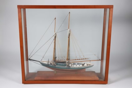 Cased Model of a 2-Masted Sailing Schooner