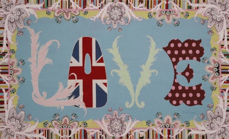 Paul Smith "Love Too" Mounted Petit Point and Needlepoint Textile Wall Hanging