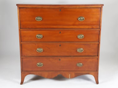 American Cherry Butler's Secretary Chest of Drawers, 19th Century