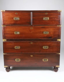 British Regency Brass Strapped Campaign Chest of Drawers, 19th Century