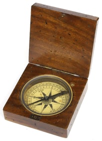Vintage Mahogany Pocket Size Box Compass