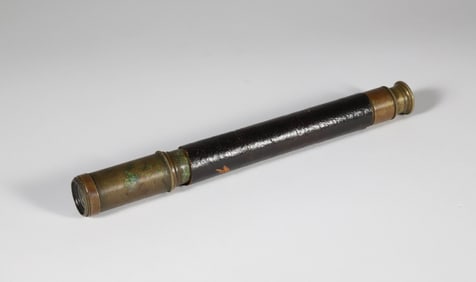 Miniature Brass Leather Wrapped Spyglass with Inscription "Secretan a Paris"