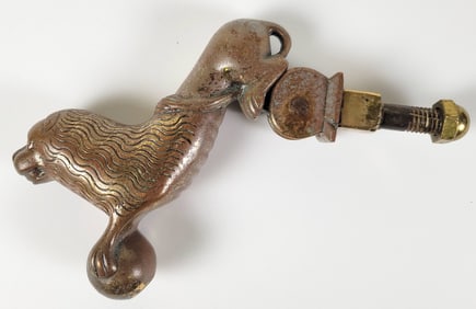 Antique Heavy Cast Bronze Lion Doorknocker