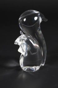 Signed Steuben Clear Crystal Squirrel Designed by George Thompson, 1964