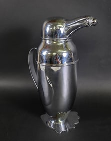 Vintage Art Deco Style Silver Plated Penguin Cocktail Shaker