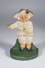 Rare Antique Painted Cast Iron Cjo-Judd Colonial Pilgrim Doorstop