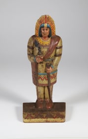 Cast Iron and Polychrome Native American Indian "Cigar Store" Doorstop