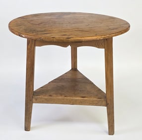 Antique English Pine Cricket Pub Table, 19th century