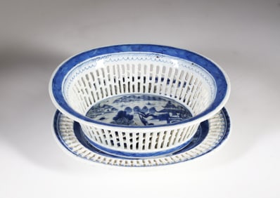 Canton Fruit Basket and Underplate, 19th Century