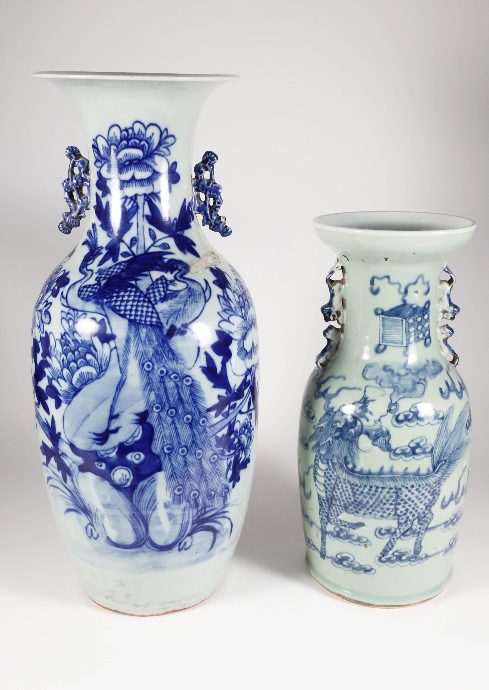 Two Canton Style Blue and White Vases (1 of 7)