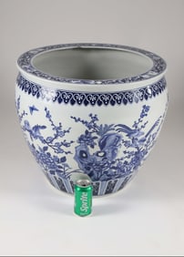 Large Canton Style Blue and White Jardiniere