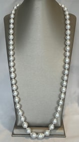 Fine 12.0mm - 15.8mm White Baroque South Sea Pearl Opera Length Necklace, 14k Gold Clasp