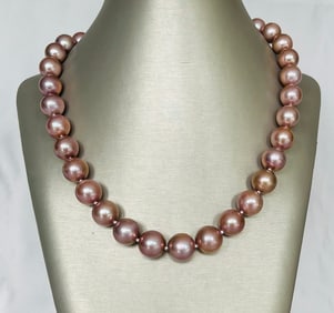 11mm-14mm Natural Lavender Hue Fresh Water Pearl Necklace