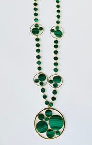 Malachite and Vermeil Sterling Silver Contemporary Necklace