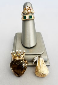 Lot of Assorted Gold and Silver Pins and Two Rings