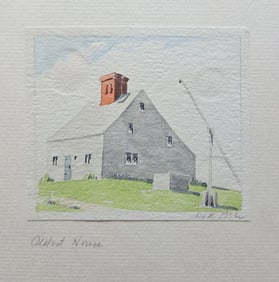 Doris and Richard Beer Watercolor on Paper "Oldest House"
